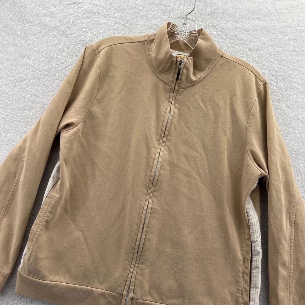 Talbots Jacket Womens Large Beige Tan Full Zip Cotton‎ Blend Long Sleeve Top